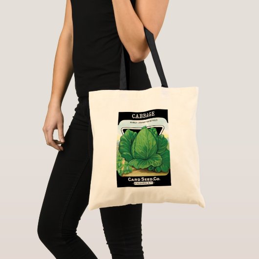 Kunst van vintage zaadpakketlabels, groene kool tote bag (Voorkant (product))