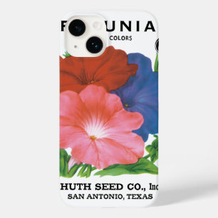 Kunst van vintage zaadpakketlabels, Petunia Bloeme Case-Mate iPhone 14 Hoesje