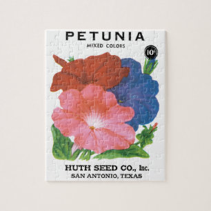 Kunst van vintage zaadpakketlabels, Petunia Bloeme Legpuzzel