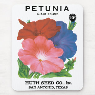 Kunst van vintage zaadpakketlabels, Petunia Bloeme Muismat
