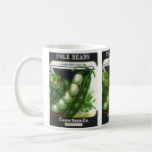 Kunst van vintage zaadpakketlabels, stok limabonen koffiemok (Links)