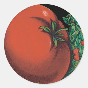 Kunst van vintage zaadpakketlabels, Tomaat Pomodor Ronde Sticker