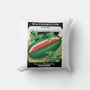 Kunst van vintage zaadpakketlabels, watermeloenen  kussen
