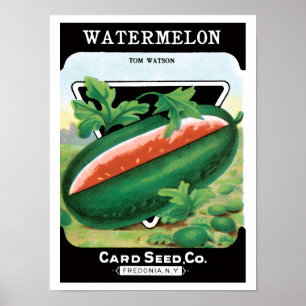 Kunst van vintage zaadpakketlabels, watermeloenen poster