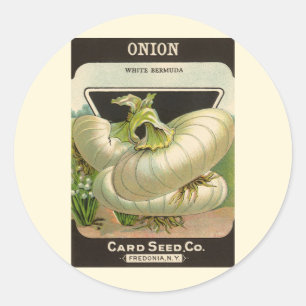 Kunst van vintage zaadpakketlabels Witte Bermuda-u Ronde Sticker
