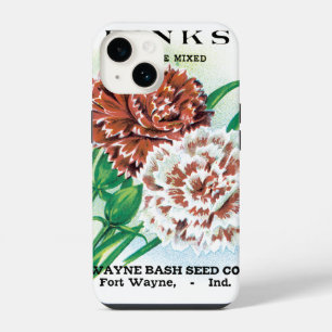 Kunst van vintage zaadpakketten, Pinks Anjers Bloe iPhone 14 Hoesje