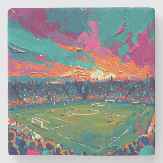 Kunst van voetbal (#1) stenen onderzetter (Voorkant)