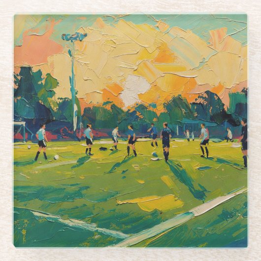 Kunst van voetbal (#2) glazen onderzetter (Voorkant)
