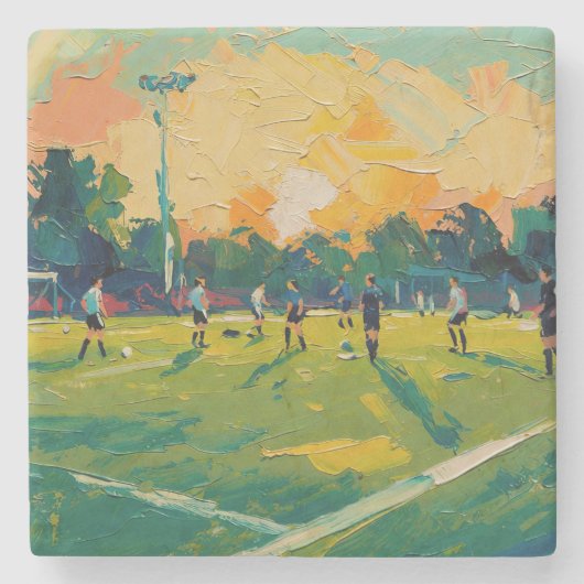 Kunst van voetbal (#2) stenen onderzetter (Voorkant)