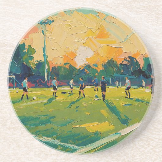 Kunst van voetbal (#2) zandsteen onderzetter (Voorkant)