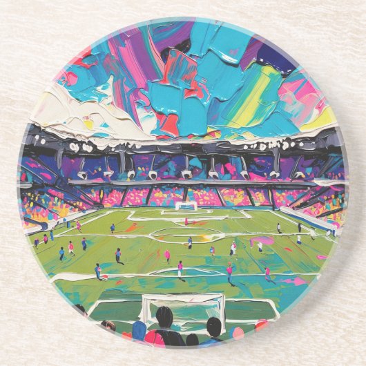 Kunst van voetbal (#3) zandsteen onderzetter (Voorkant)