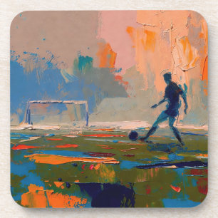 "Kunst van voetbal" (Stijl 1) Olieverfschilderij  Bier Onderzetter