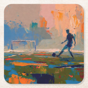 "Kunst van voetbal" (Stijl 1) Olieverfschilderij  Kartonnen Onderzetters