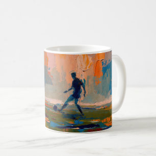 "Kunst van voetbal" (Stijl 1) Olieverfschilderij Koffiemok