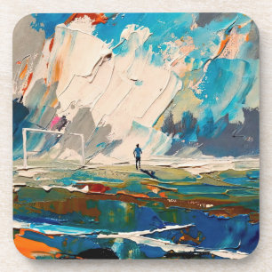 "Kunst van voetbal" (Stijl 2) Olieverfschilderij  Bier Onderzetter