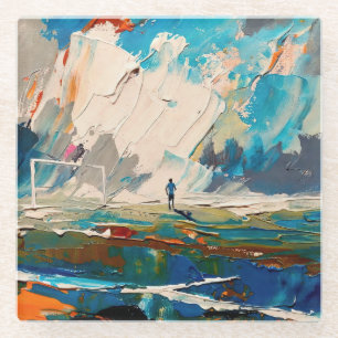 "Kunst van voetbal" (Stijl 2) Olieverfschilderij  Glazen Onderzetter