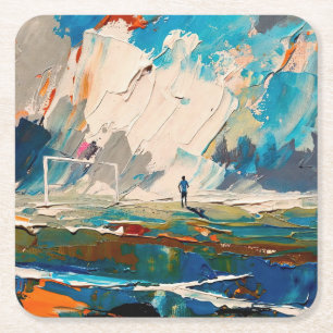 "Kunst van voetbal" (Stijl 2) Olieverfschilderij  Kartonnen Onderzetters