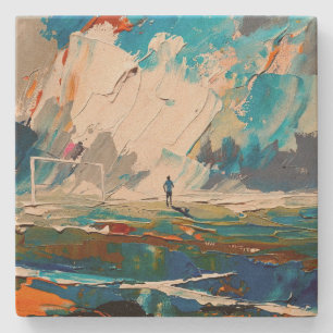 "Kunst van voetbal" (Stijl 2) Olieverfschilderij  Stenen Onderzetter
