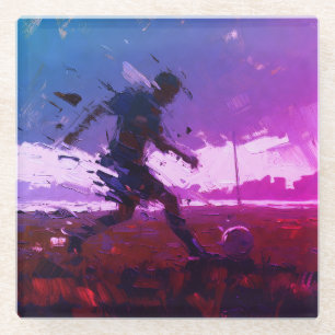"Kunst van voetbal" (Stijl 3) Olieverfschilderij  Glazen Onderzetter