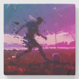 "Kunst van voetbal" (Stijl 3) Olieverfschilderij  Stenen Onderzetter