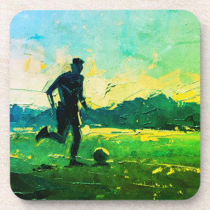 "Kunst van voetbal" (Stijl 4) Olieverfschilderij  Bier Onderzetter