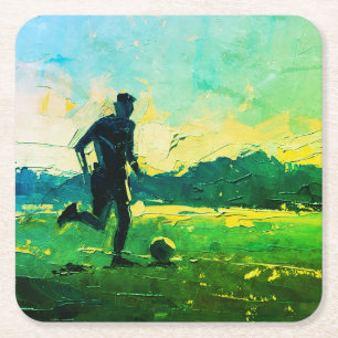 "Kunst van voetbal" (Stijl 4) Olieverfschilderij  Kartonnen Onderzetters