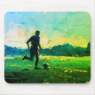 "Kunst van voetbal" (Stijl 4) Olieverfschilderij Muismat