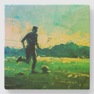 "Kunst van voetbal" (Stijl 4) Olieverfschilderij  Stenen Onderzetter