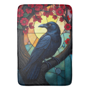 Kunst van vogels glas-in-lood Kraaien, Raven Badmat
