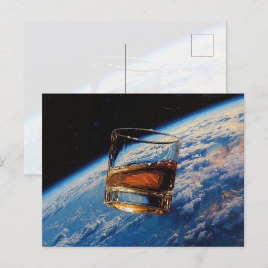Kunst van Whiskey: In de ruimte (schilderij nr. 2) Briefkaart (Voorkant / Achterkant)