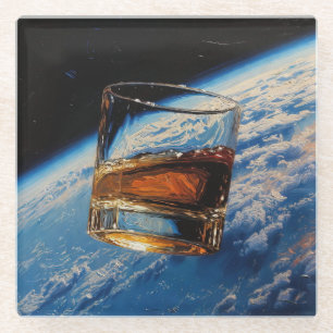 Kunst van Whiskey: In de ruimte (schilderij nr. 2) Glazen Onderzetter