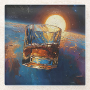 Kunst van Whiskey: In de ruimte (Schilderij nr. 5) Glazen Onderzetter