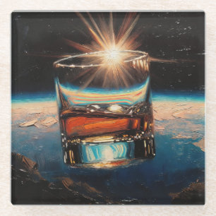 Kunst van Whiskey: In de ruimte (schilderij nr. 8) Glazen Onderzetter