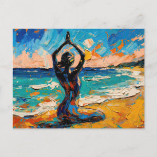 Kunst van Yoga (#1) olieverfschilderij Briefkaart