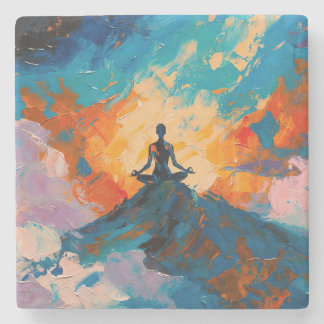 Kunst van Yoga (#4) olieverfschilderij Stenen Onderzetter
