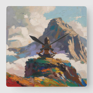 Kunst van Yoga: Evenwichtige Schoonheid (Olie Schi Vierkante Klok