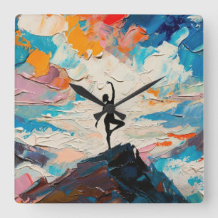 Kunst van Yoga: Gebalanceerde Schoonheid (Olie Sch Vierkante Klok