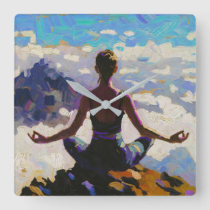Kunst van Yoga: Gebalanceerde Schoonheid (Olie Sch Vierkante Klok