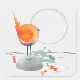 KUNST VAN ZEN WATERVERF VIERKANTE STICKER