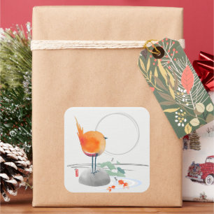 KUNST VAN ZEN WATERVERF VIERKANTE STICKER