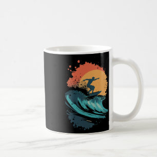 Kunst van zonsondergang surfen golf, Retro strand  Koffiemok