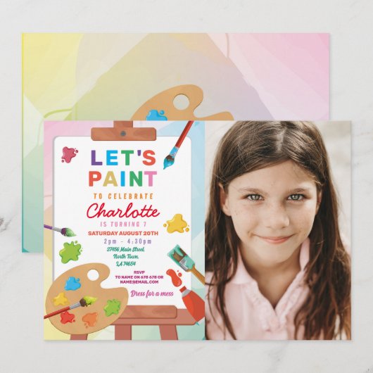 Kunst Verjaardag Schilderij Partij Verf Ambachten  Kaart (Voorkant / Achterkant)