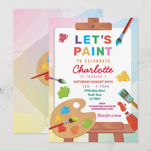 Kunst Verjaardag Schilderij Partij Verf Ambachten  Kaart (Voorkant / Achterkant)
