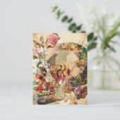 Kunst Vintage Suiker Skull Bloemen Feestdagenkaart (Staand voorkant)