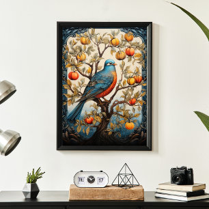 kunst Vogel in een boom Poster