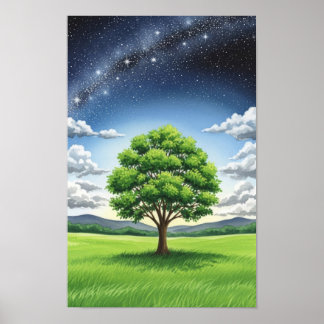 Kunst voor aan de muur. De eenzame boom Poster