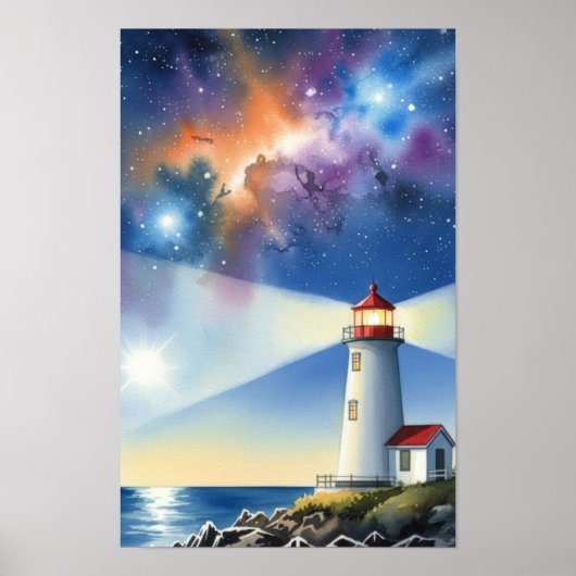 Kunst voor aan de wand. Vuurtoreneiland Poster (Voorkant)