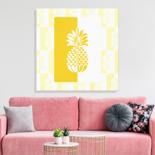 Kunst voor ananas | Modern Gold en White Canvas Pr (Insitu (Woonkamer))