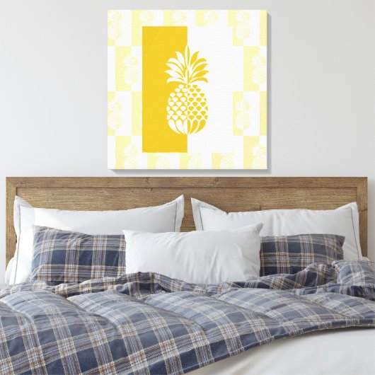 Kunst voor ananas | Modern Gold en White Canvas Pr (Insitu (Slaapkamer))