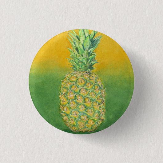 Kunst voor ananas ronde button 3,2 cm (Voorkant)